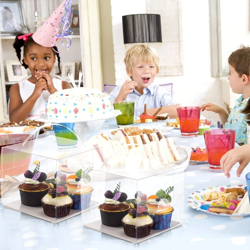 2/5PCS Clear Cake Packaging Box with Handle, Transparent Plastic Dessert Container, Cup... - SKU CCPB1902 - UGI Packaging