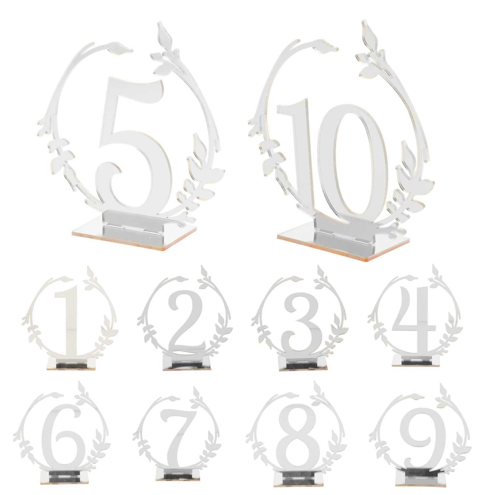 10Pcs Acrylic Table Number Plate For Banquets Restaurants Reserved Signs Place Cards Seating Card Holders Festive Supplies