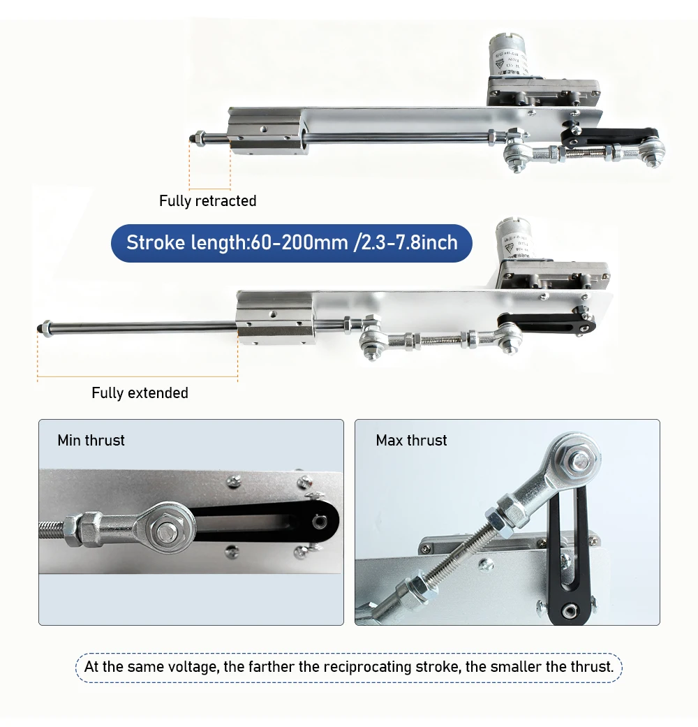 DIY Reciprocating Linear Actuator Motor 24V 6-20cm Electric Push Rod for Hobby P