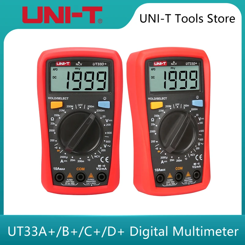 

UNI-T UT33A + UT33B + UT33C + UT33D + Digital Multimeter Voltage Current Resistance Ohm Capacitance NCV Tester LCD