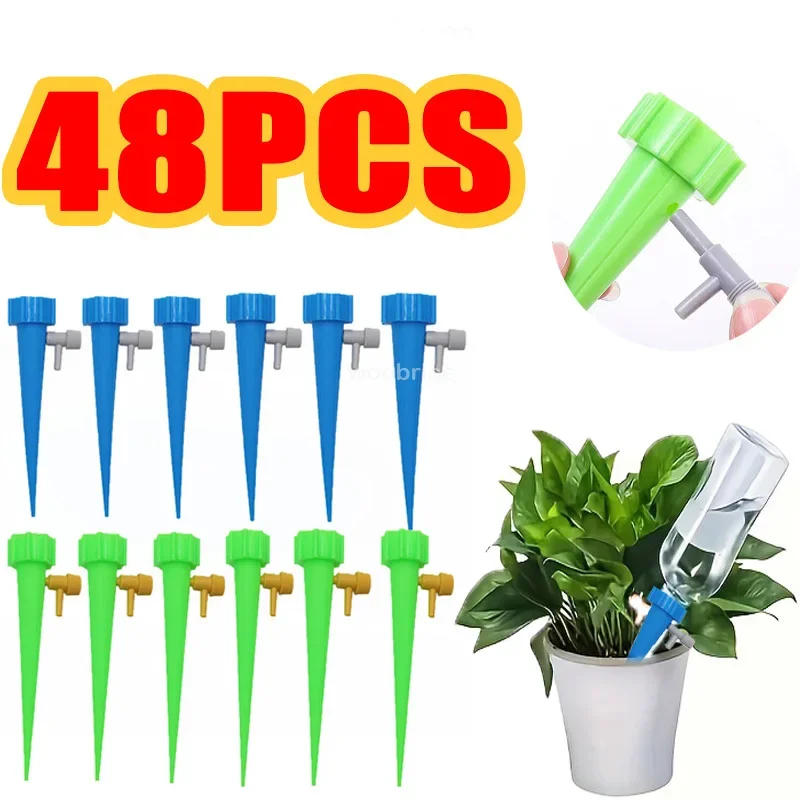 1-48pcsDrip Irrigation for Self-watering Pot Automatic DripIrrigation Kit Plant Watering Device Adjustable Control Water Dripper