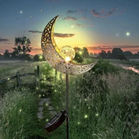 Solar Garden Lights Outdoor Decor,Moon Fairy Crackle Glass Lights,Warm White LED Metal Stake Ornament,Unique Gift for Gardening 2