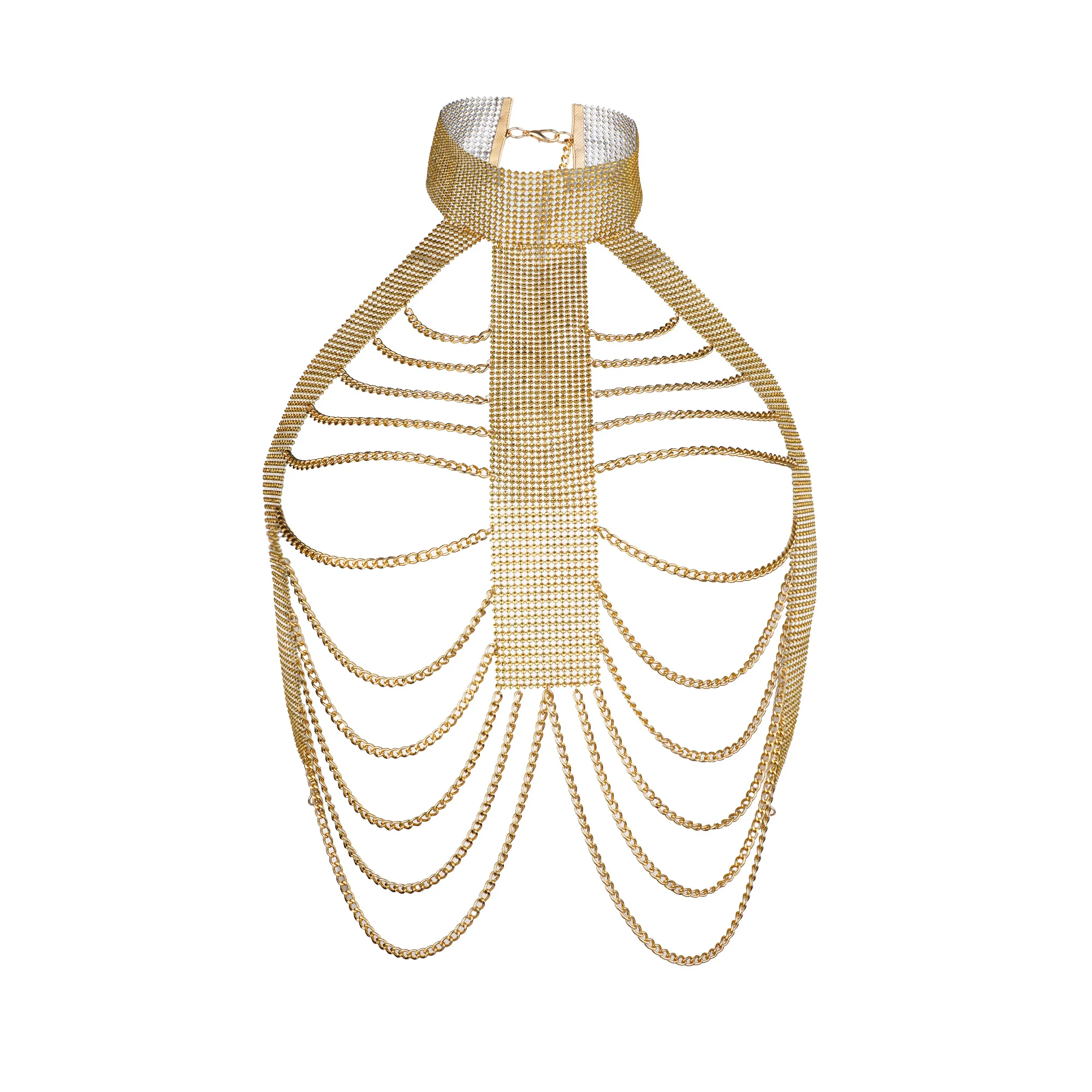 Sexy Boho Body Chains Tops Set For Women Fashion Backless Adjustable Bling Body Chains Short Skirt Costume ball Jewelry Y2K Suit