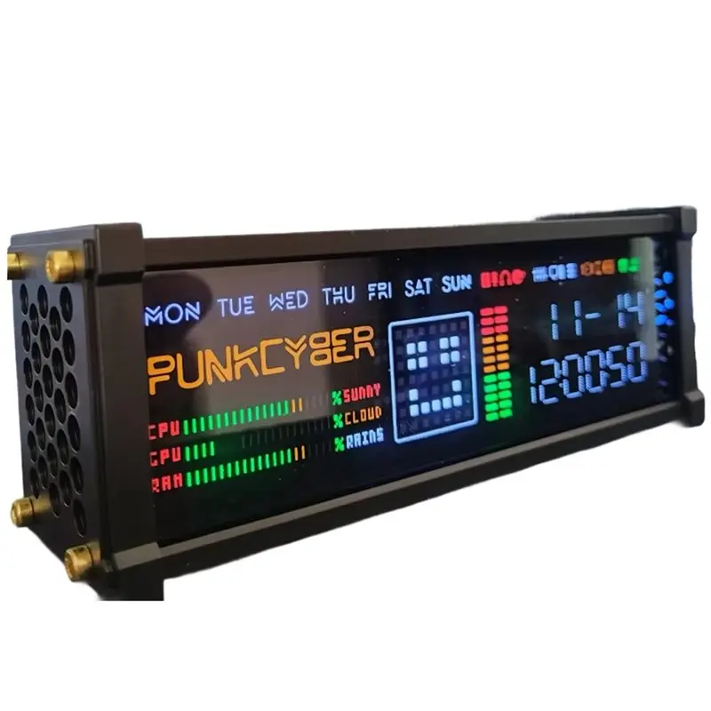 RMWIN-DIY Cyberpunk Desktop Ornament WFD Electronic Clock LED Dot ...