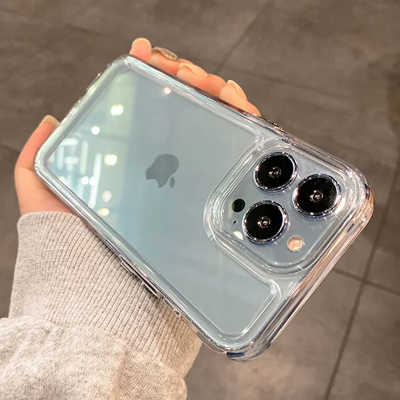 Роскошный прозрачный противоударный чехол для телефона iPhone 11 12 13 14 15 Pro X XR XS Max 7 8 Plus, мягкий прозрачный бампер, жесткий акриловый чехол