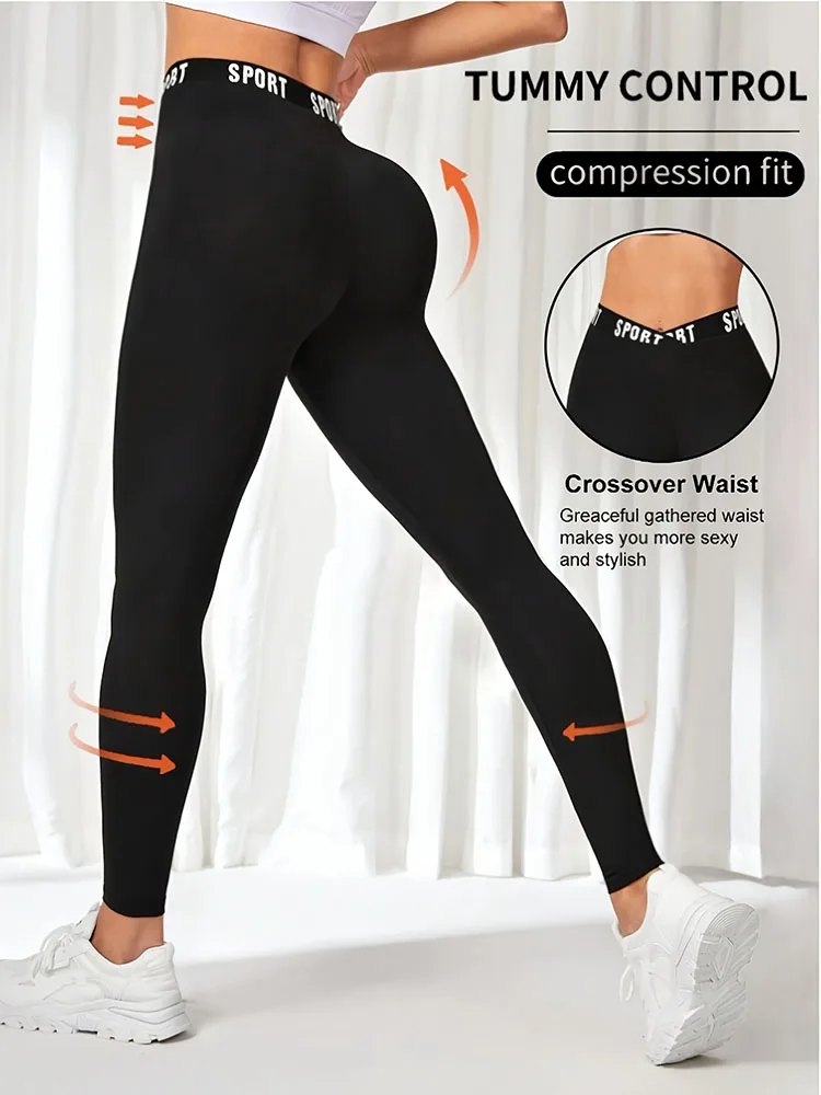 سراويل اليوغا الرياضية النسائية عالية الخصر لرفع ا...