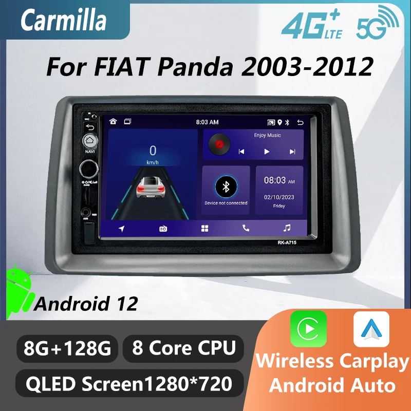 Autoradio Android 2 Din Per Fiat Panda 2003-2012 Stereo Wifi Lettore Multimediale Unità Principale Navigazione Autoradio Carplay Auto