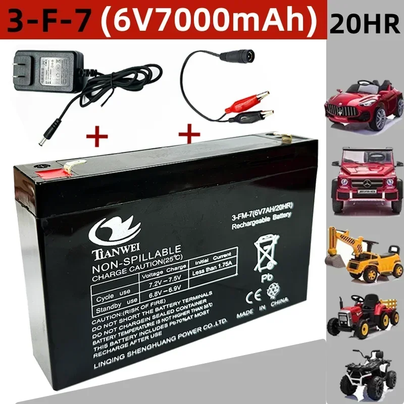 New 6V Lead-acid Battery 7000mAh/20HR, Suitable for Children's Electric Cars, Toys, Motorcycles, Electronic Scales, and Chargers