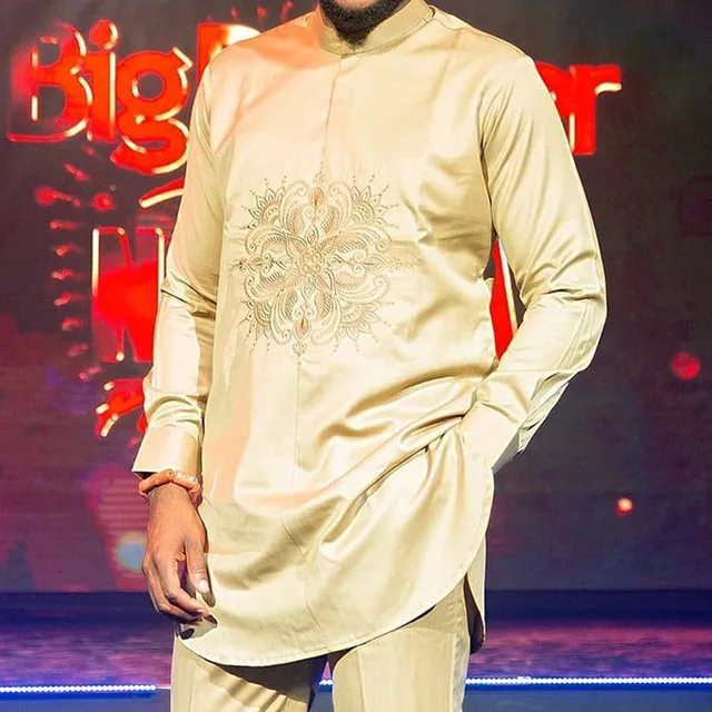 Tunji Embroidered Long Sleeve Kaftan Outfit - Image 5