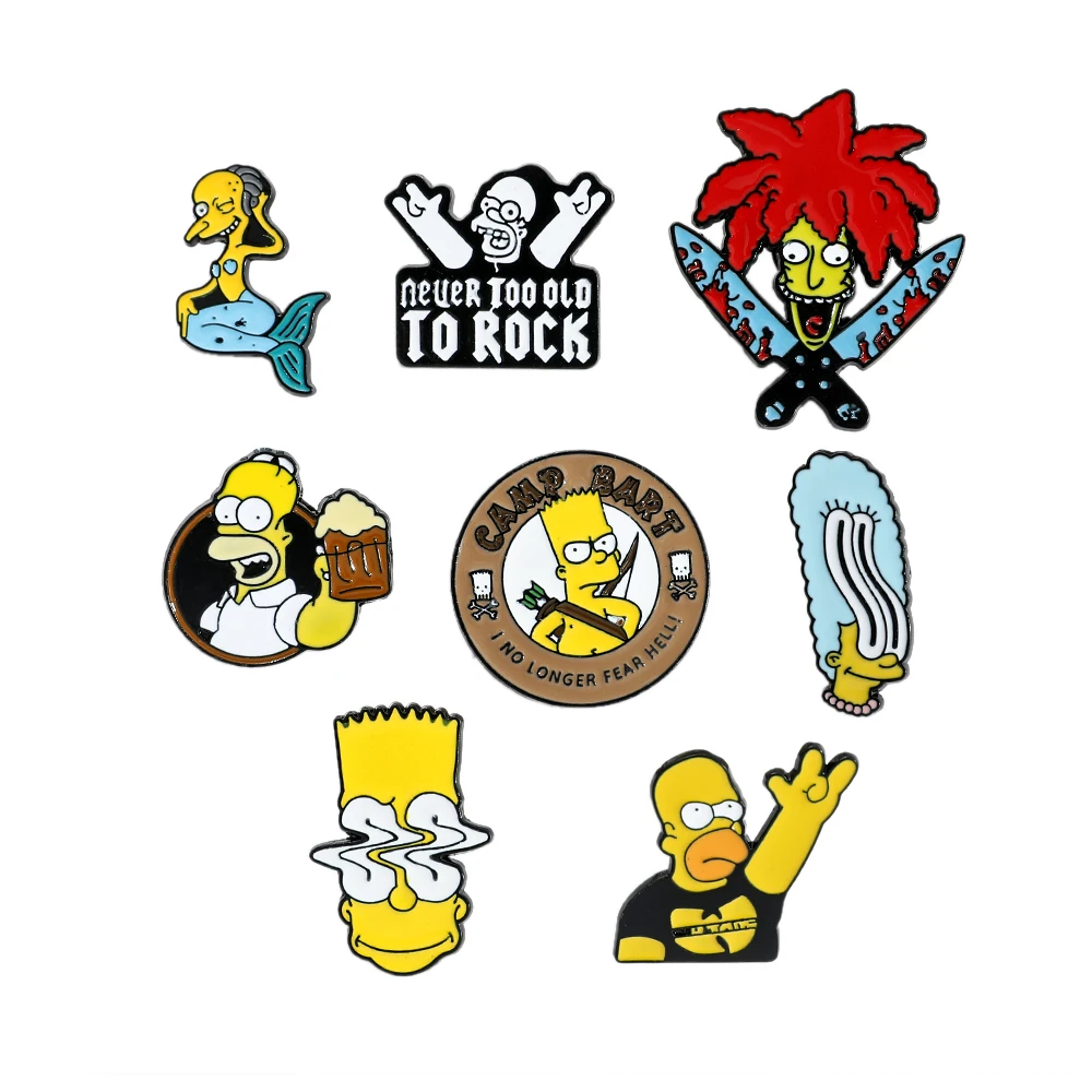 Cartoon The Simpsons Spilla Smaltata Disney Figure Cute Bart Simpson Homer J Simpson Spilla Con Badge In Metallo Accessori Per Gioielli Kawaii