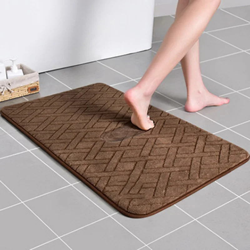 Home Non-slip Bath Mat Carpet Coral Fleece Thicken Memory Foam Bathroom  Absorbent Rug Doormat Washable Toilet Floor Shower Mats - Bath Mats -  AliExpress