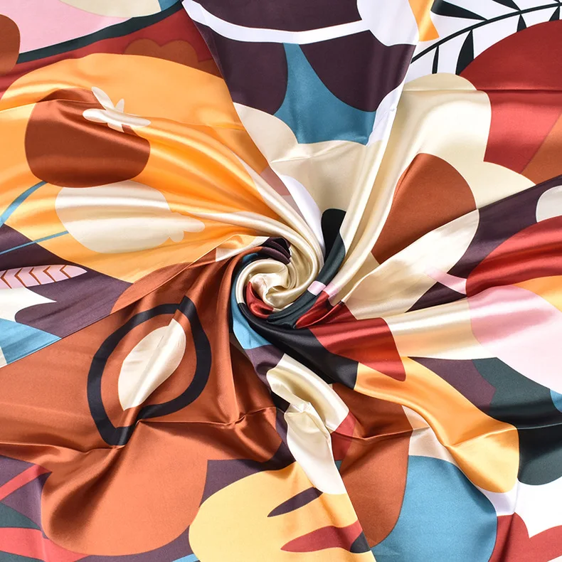 90*90cm Luxus Marken Quadratischer Seidenschal Damen Bedruckte Schals Satin Schal Wickeltuch Hijab Damen Stirnband Bandana Foulard Halstuch – Detail 26