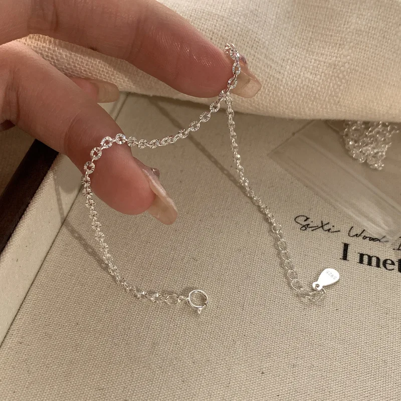 

925 Sterling Silver Exquisite Shiny Bracelet for Women's Girls Chain Design Geometry Fine Jewelry Dropshipping