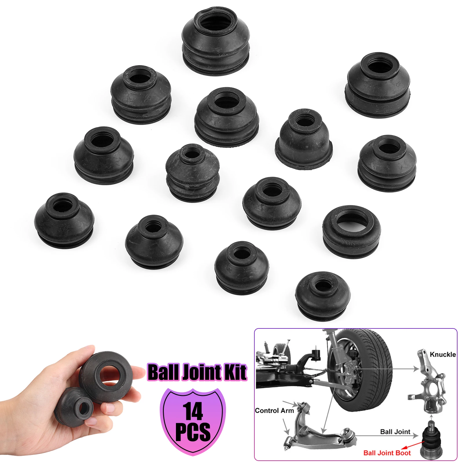 14x Universal Ball Joint Turn Rods Rubber Boot Dust Cover Replacement Control Arm Protector car suspension parts atv ball joints Car Suspension Steering Accessories