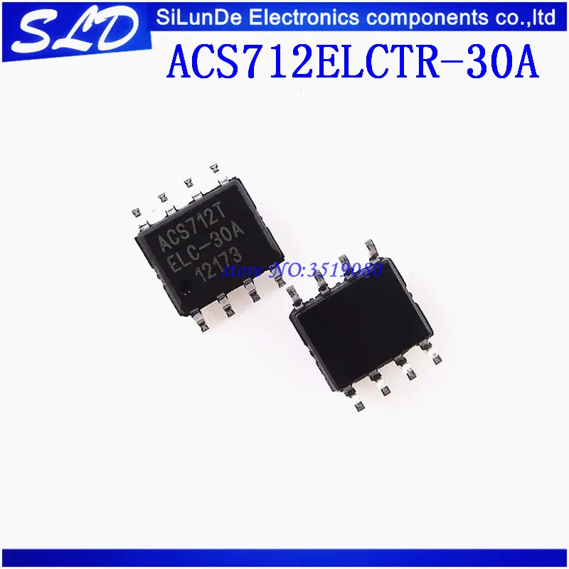 2 Stück ACS712ELCTR-30A Stromsensor IC – SOP-8, 30A, Hall-Effekt – Für Strommessung & Überwachung