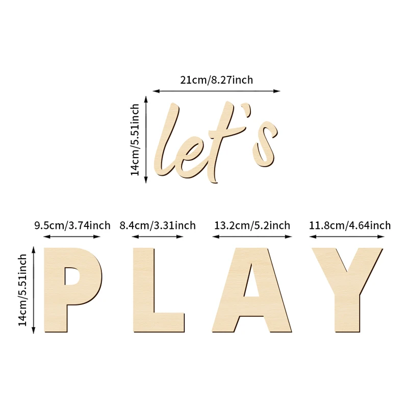 Let's Play Wall Sign Wooden Wall Stickers Suitable for Play for Playrooms Nursery Home Room Bedroom and Above the Bed Wall Decor - 6