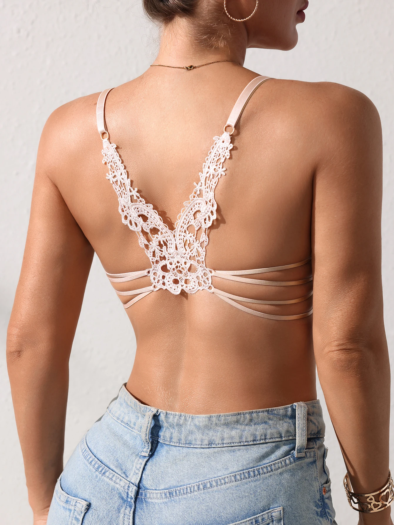 Butterfly lace Backless Style sexy bras Fashion Comfortable women's bra Front closure push-up bra