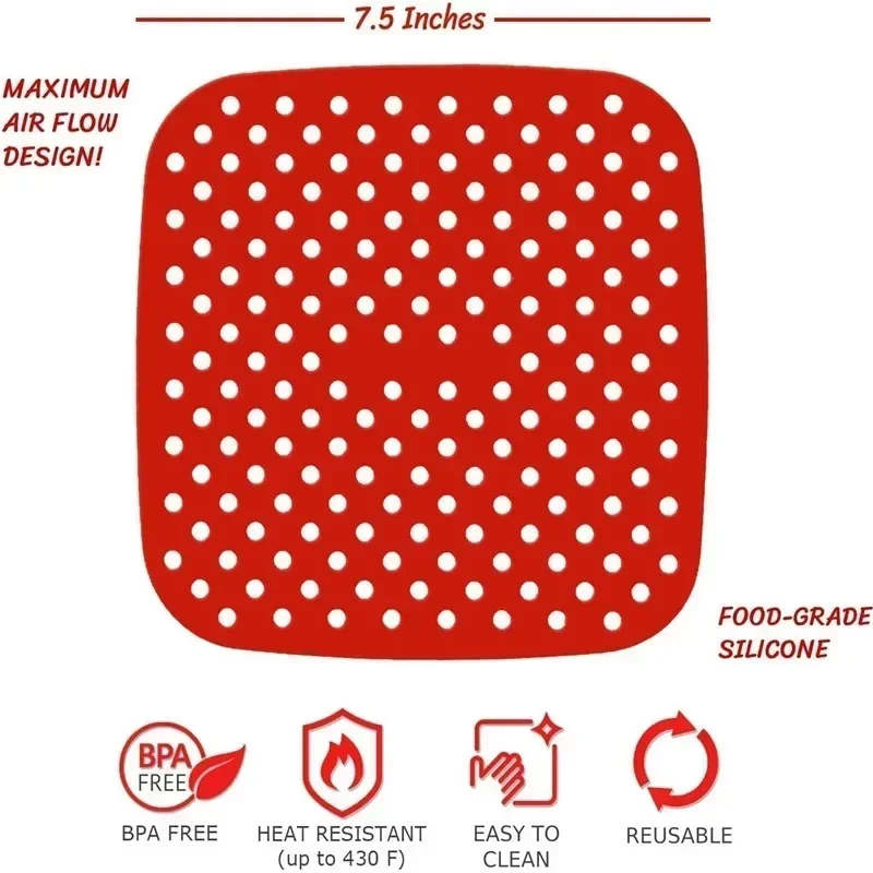 Food Grade Silicone Air Fryer Liner Non-stick Baking Mat Reusable Steamer Pad Baking Inner Liner Cooking Mat for Kitchen Accessories silicone baking mat air fryer liner air fryer silicone mat
