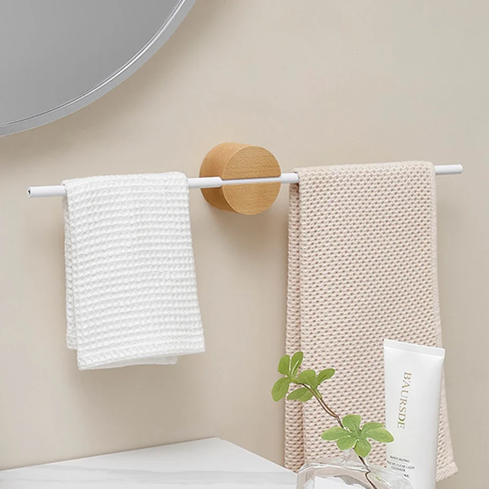 40/50cm Movable Towel Rod Rack Hanger Bath Towel Holder Wall Hanging Bars Aluminium Bathroom Shelf Kitchen Storage Rack