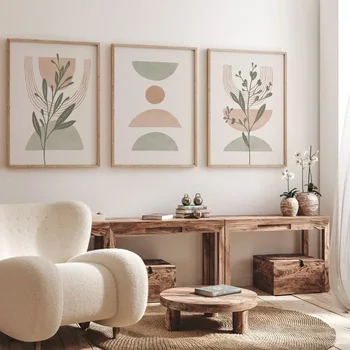 Scandinavo semplice arte della parete astratta linea bohémien geometria foglia HD tela Poster stampe casa camera da letto soggiorno decorazione