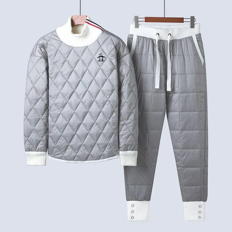 골프자켓 Luxury Two Piece Set Men's Golf Wear Winter New Authentic Golf Suits Down Cotton Coat + Pants Men's Clothes