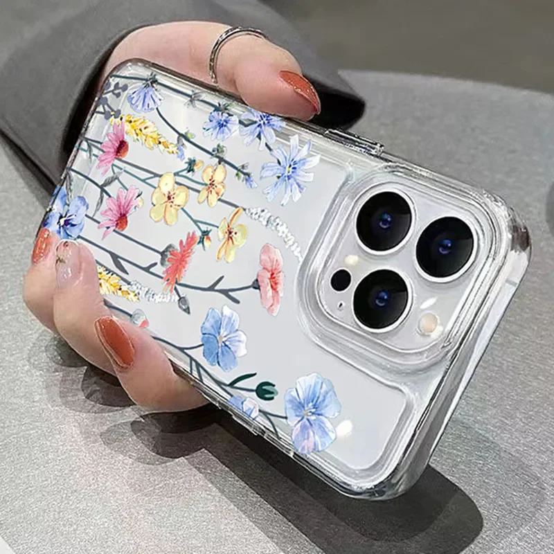 Clear TPU Flower Pattern Phone Case