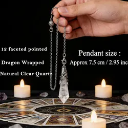 Reiki Healing Natural Stone Crystal Pendulum with Amethyst and Black Obsidian (BIG 7.5cm Quartz)