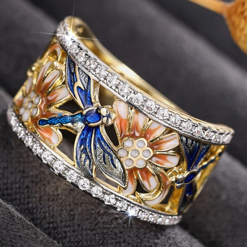 אביזרי תכשיטים מעוצבים בעבודת יד עם ציפוי אימייל מעוצב בסגנון פרח הדרקון, אביזרי תכשיטים אלגנטיים באיכות גבוהה, סיטונאות