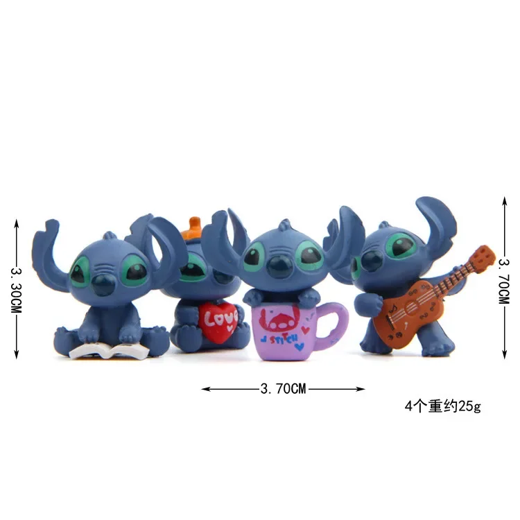 thumbnail image 5 of Juego de 4 figuras de acción de Disney Stitch en miniatura, muñecos de acción de Anime Stitch, suministros para fiestas en el hogar, decoración, regalo de Navidad, juguetes, 5 of 5
