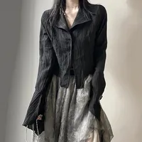 Karrram – chemise noire gothique, Style Yamamoto foncé, chemisier esthétique pour femmes, vêtements de styliste irréguliers, Emo Alt, Grunge Tops Y2k 3