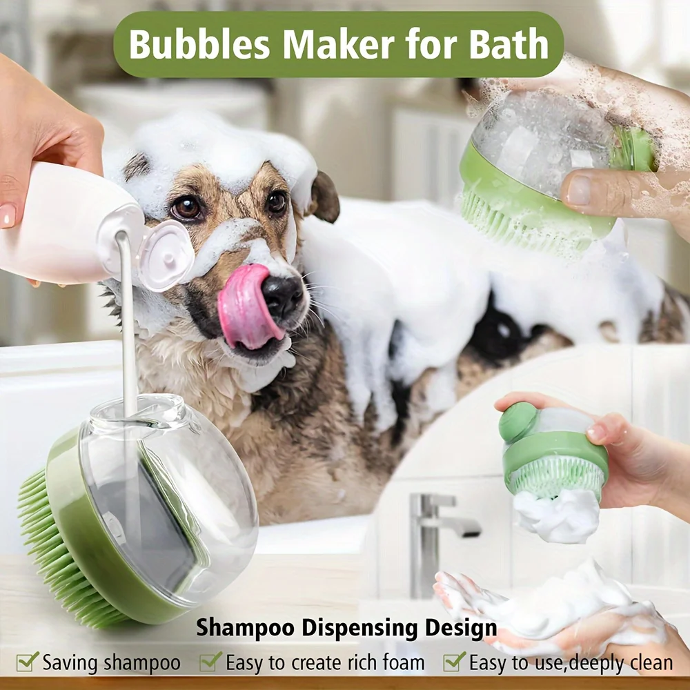 Silicone Dog Bath Brush with Dispenser 6