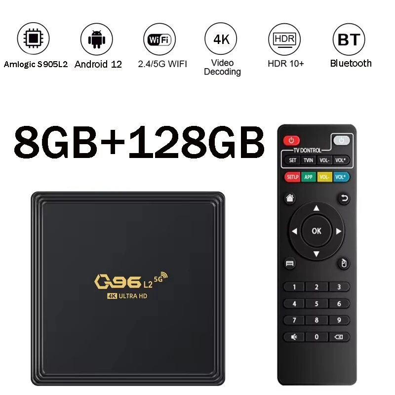 Q96 L2 8GB IPTV Amlogic S905 رباعي النواة 4G 5G WiFi BT مشغل شبكة أندرويد ذكي 12 HD 4K مشغل وسائط صندوق تلفزيون 1