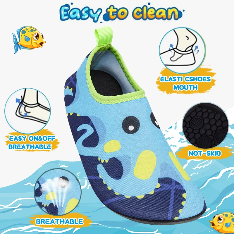 Kids' Quick-Dry Aqua Socks - Animal Design Beach & Water Shoes