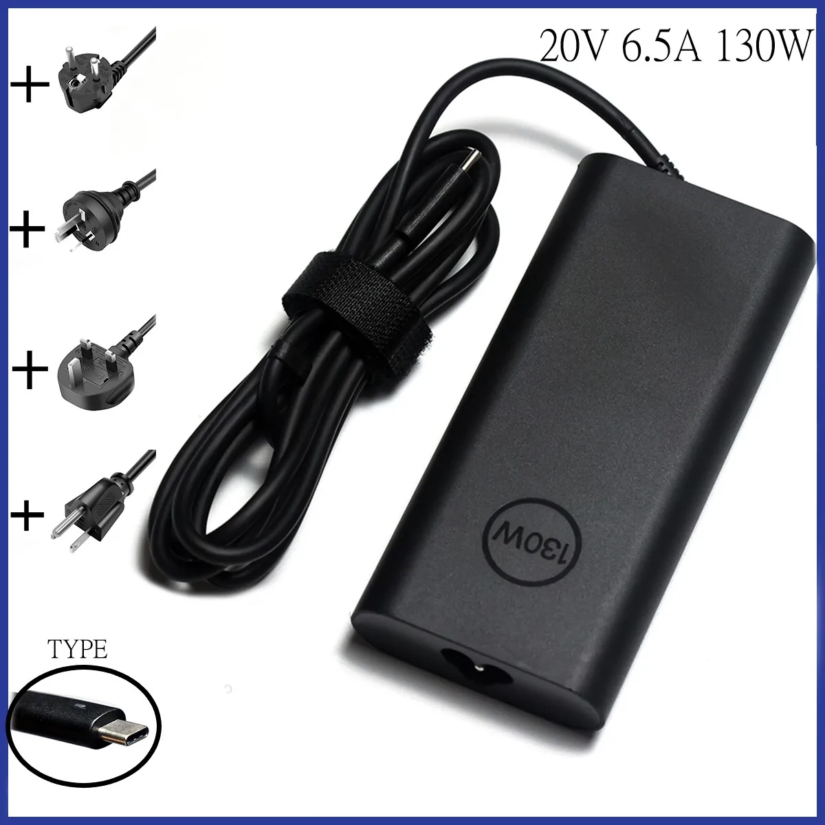 Usb Tipo-c ac Laptop Adaptador Carregador de Energia para Dell 15 9575 9570 9500 Xps 17 9700 Precisão 5550 130w 20v 6.5a