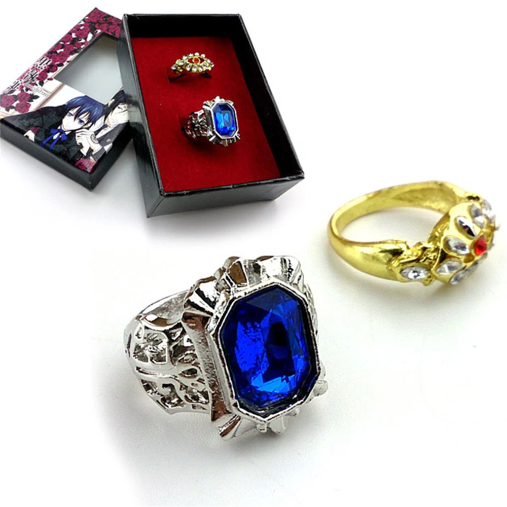 Anello Ciel Phantomhive Con Cristallo Blu - Replica Black Butler (Kuroshitsuji) - Taglia 10