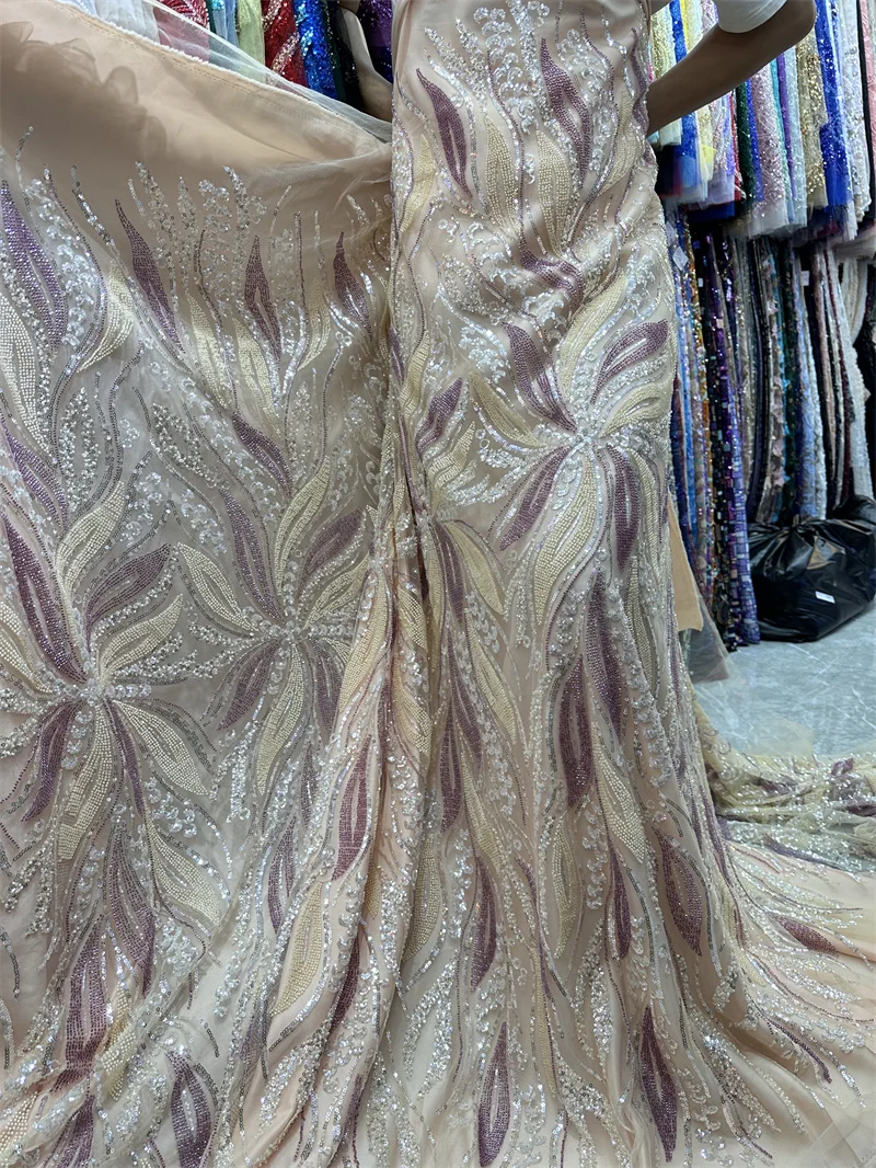 

Африканские тяжелые бусины, кружева, французские блестки, кружевная ткань для свадьбы, материал RJW-1243