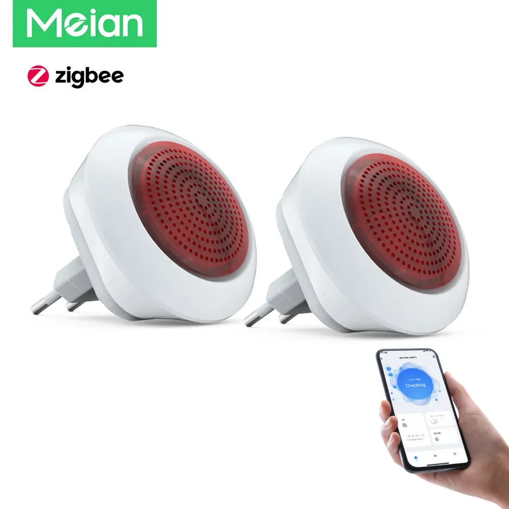 Meian-ZigBee Home Security Alarm System, Smart Siren Alarm, Remote Control Via Tuya, Smart Life App Gateway, 100dB, 2Pcs