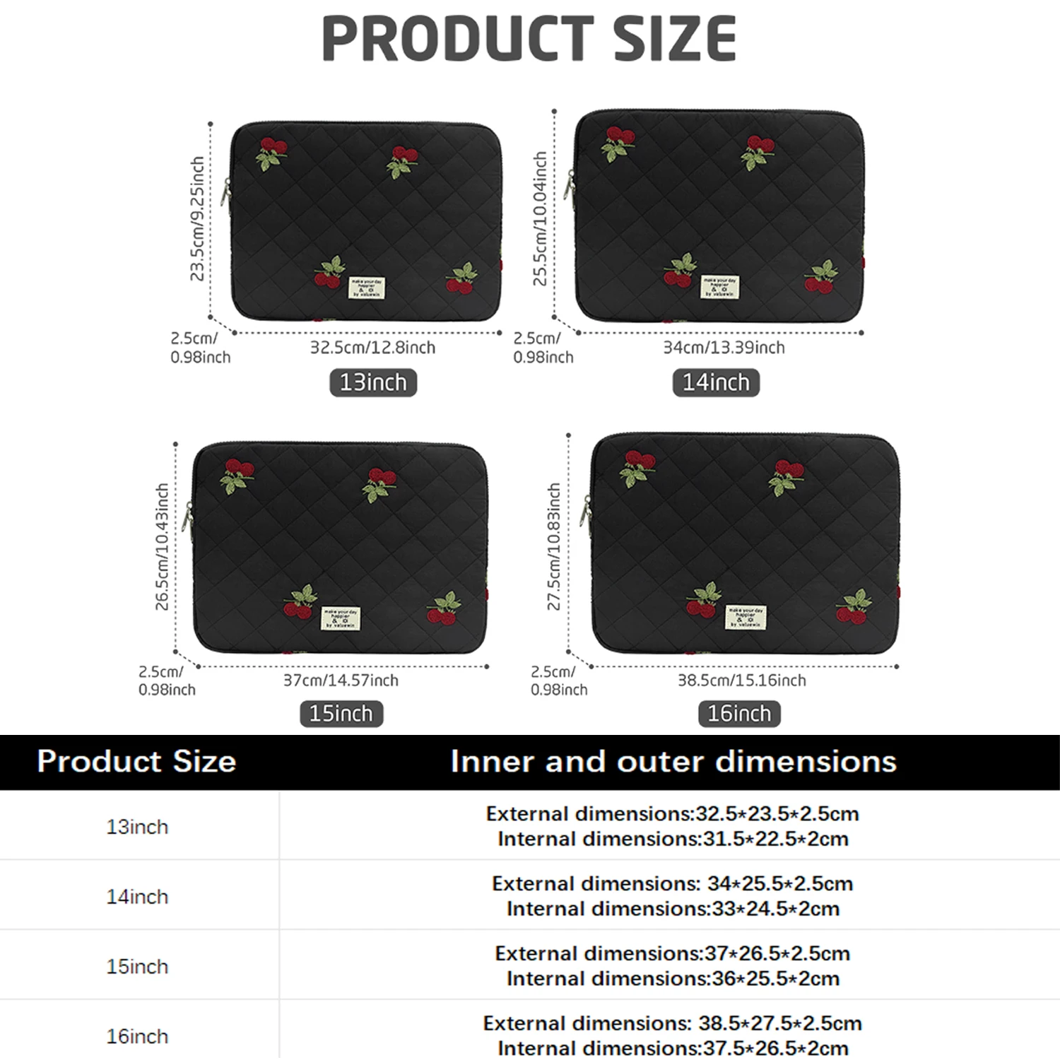 Versatile Plush-Lined Laptop Sleeve with Embroidery