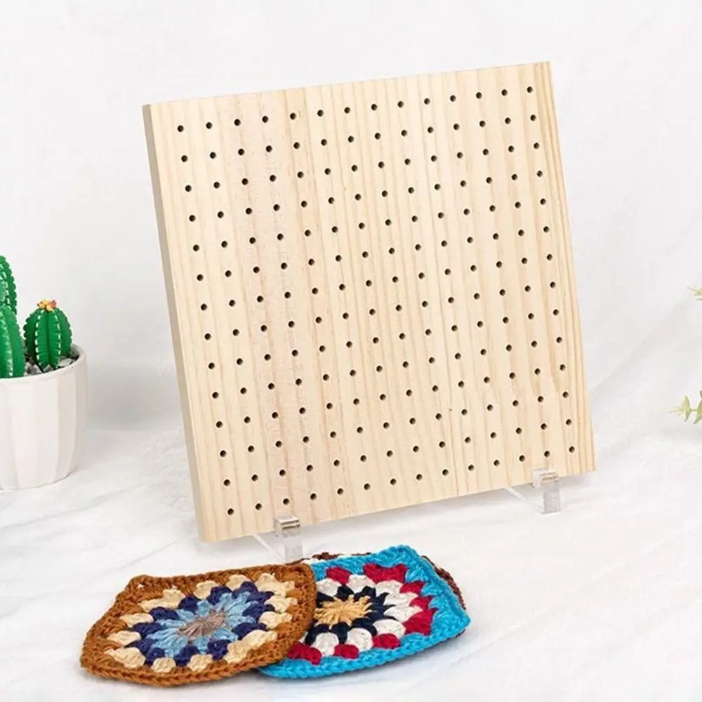 DIY Crochet Blocking Boards Square Weave Accessory Knitting Board with Stainless Steel Rod Wooden Knitting Blocking Mat