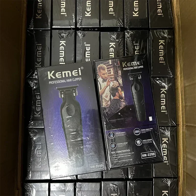 Kemei KM-2299 Barber Cordless Hair Trimmer 0mm Zero Gapped Carving Clipper Detailer Professional Electric Finish Cutting Machine 6