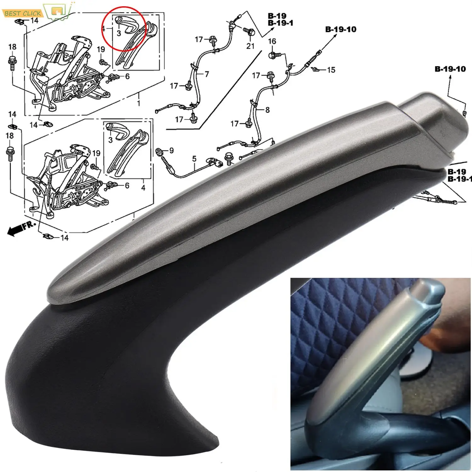 Car Parking Handbrake Cover Lever Shell Kit For Honda Civic 2006-2011 hand brake cover