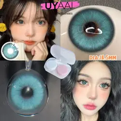 COLORCON 2Pcs Daily Disposable Fashion Party Blue Contacts - Sea Blue & Purple Eyes Soft Lenses Honey Eyes Edition (Nagini Cyan14.5mm)