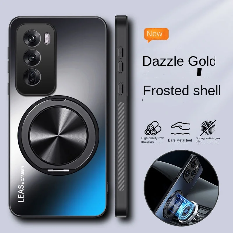 OPPO Reno 12 Pro Durable Matte Protective Case with Ring Stand and Magnetic Back Cover