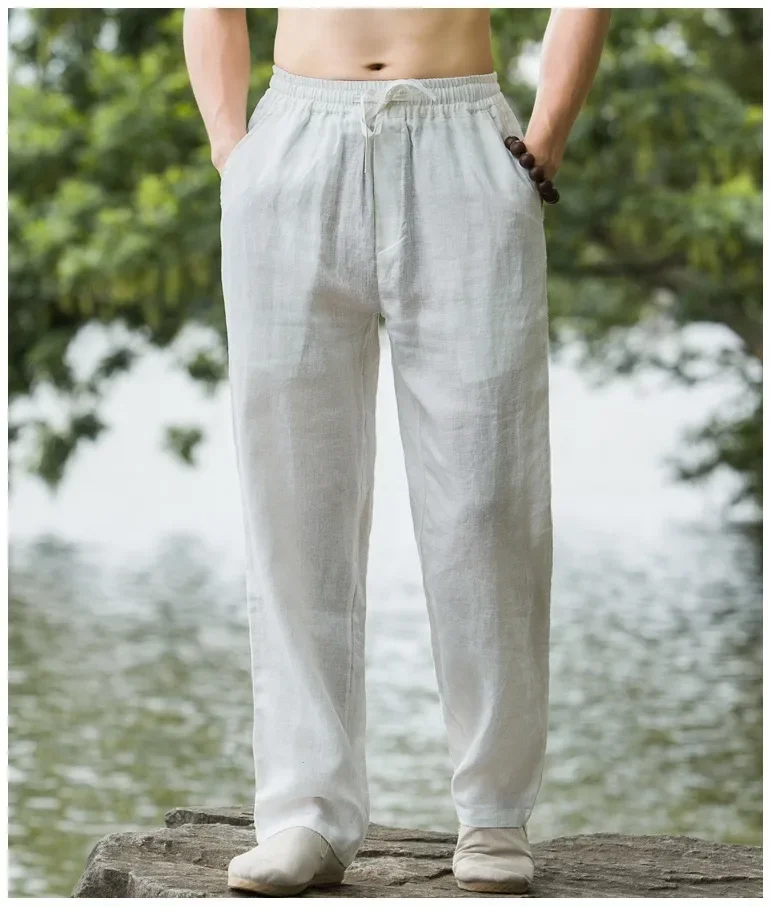 Men's Breathable Slim-Fit Cotton Linen Pants