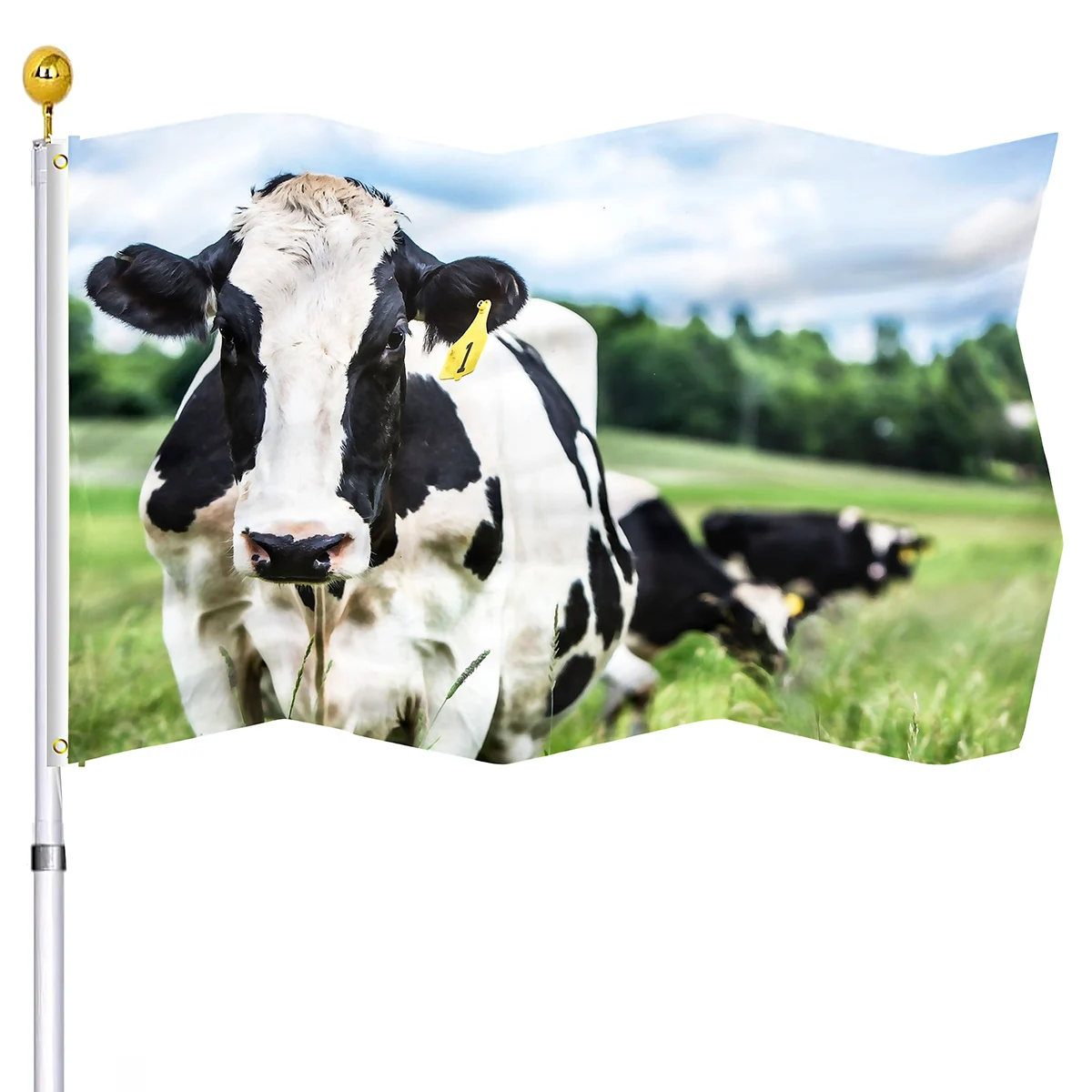 

Lovely Animal Funny Cow Flag Beautiful Farm Polyester Flag with Brass Grommets Banners for Outdoor Indoor Decor for Women Men