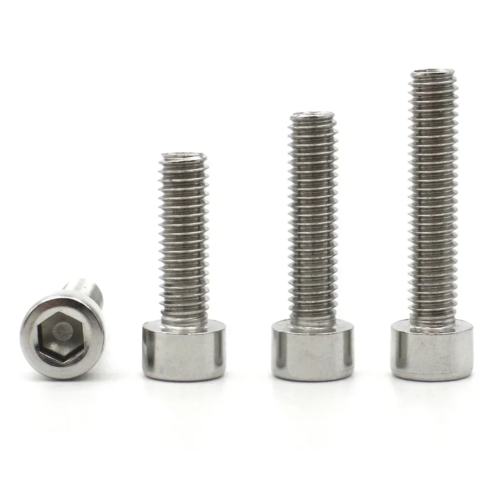 1.6 2 2.5 3 4 5 6 8 DIN912 304 Stainless Steel Screw A2-70 Hexagon Hex Socket no knurled Cap Head Allen Screw Bolt 2-20pcs