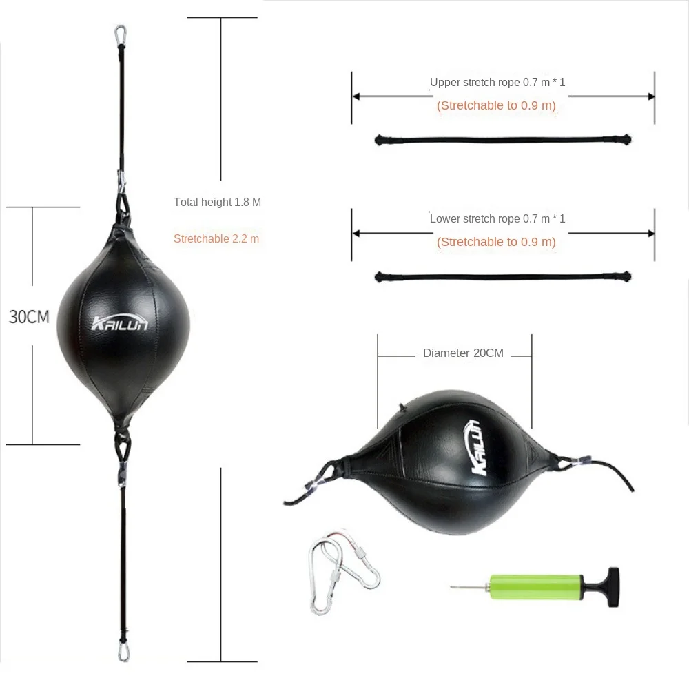 PU Boxing Punching Bag Inflatable Hanging Type Boxing Speed Bag with Hooks Pneumatic Cylinder Reflex Speed Balls Training
