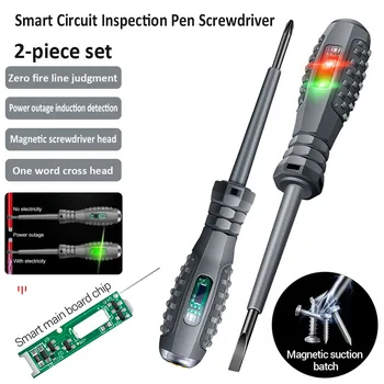 2pcs Word/Cross electrician screwdriver 12-220V Voltage Tester Pen AC/DC Induction Insulated Electricians Screwdriver Hand Tools 8