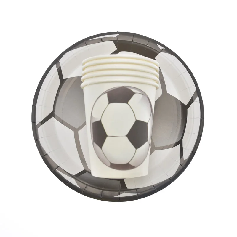 Disposable tableware football theme disposable tableware set sport boy birthday party baby shower cake decor supplies soccer pattern cup plate straw