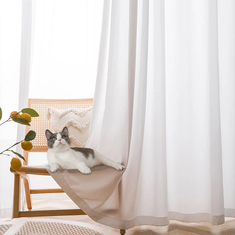 Strong Quality Scratch Resistant White Sheer Curtains for Living Room Bedroom Window Soft Tulle Curtain Solid Color Fabric 4
